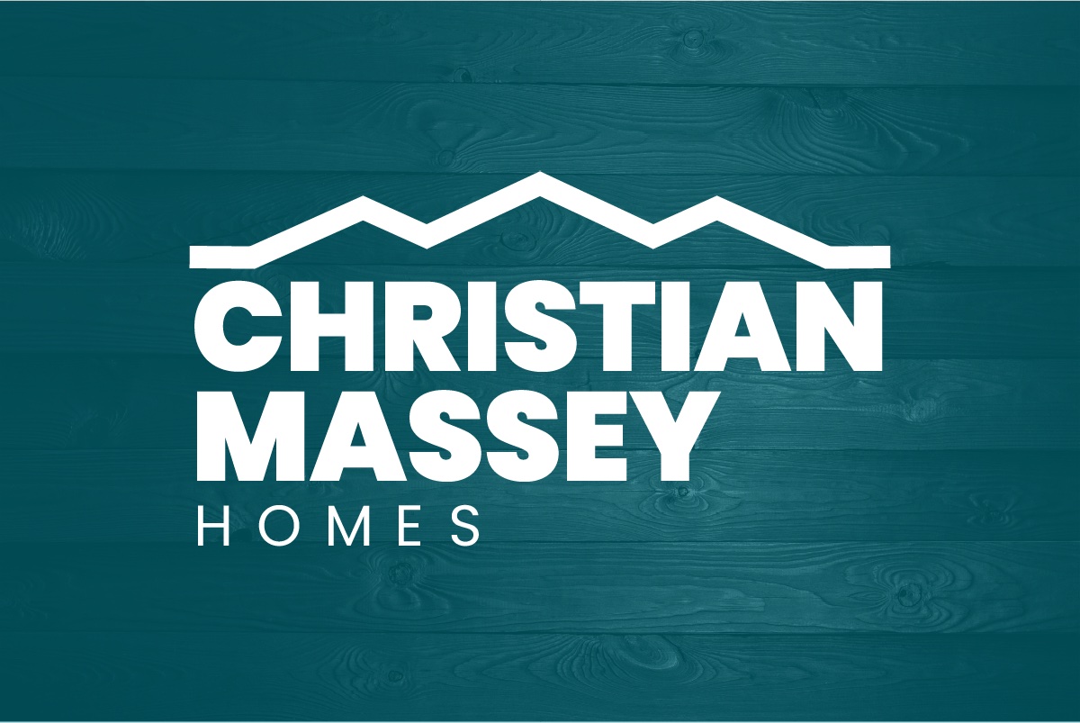Christian Massey Homes identity study on a teal wood background